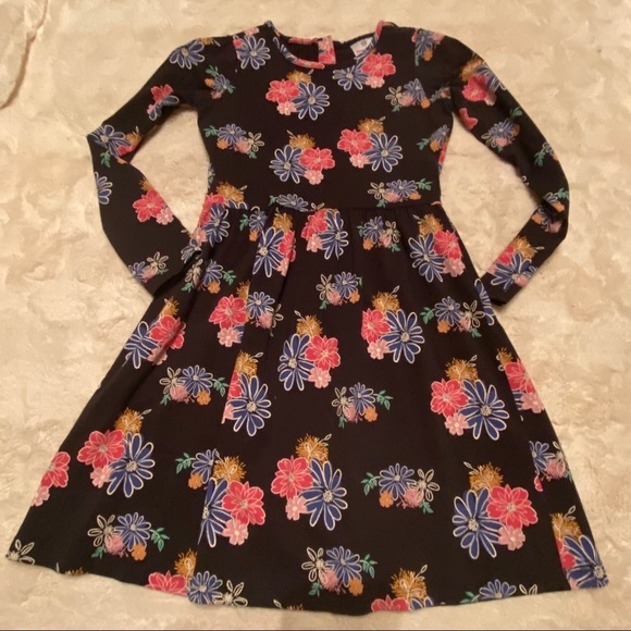 Hannah Anderson Sz 140 (US 10) Floral Black Dress - Picture 7 of 9